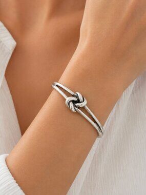 925 Sterling Silver Chunky Knot Bangle Bracelet Twist Cuff Bracelet